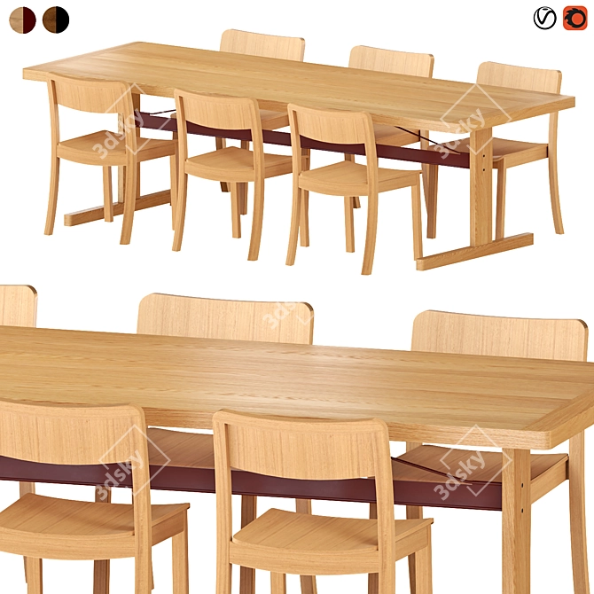 Modern Passerelle Dining Table Set 3D model image 1