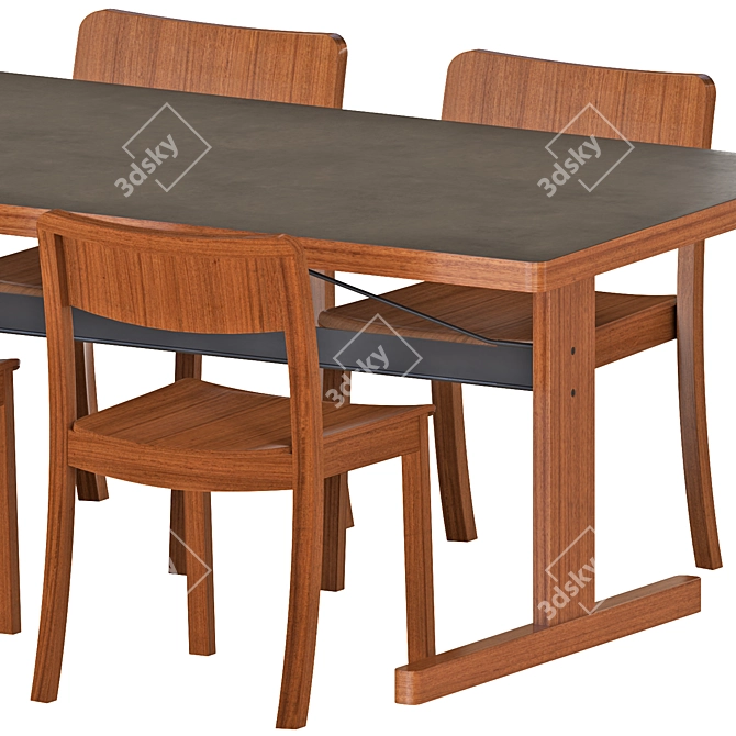 Modern Passerelle Dining Table Set 3D model image 2