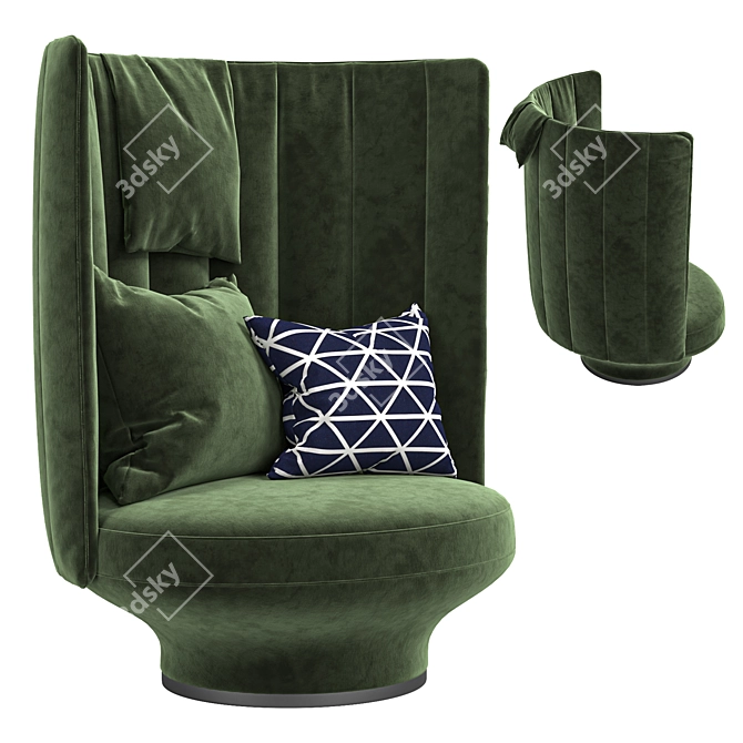 Elegant High-Back Armchair with Contemporary Design 3D model image 3