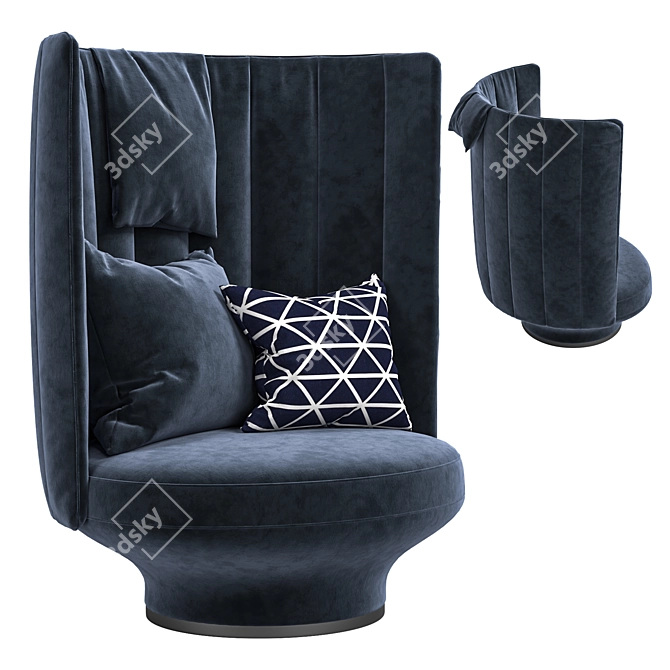 Elegant High-Back Armchair with Contemporary Design 3D model image 4