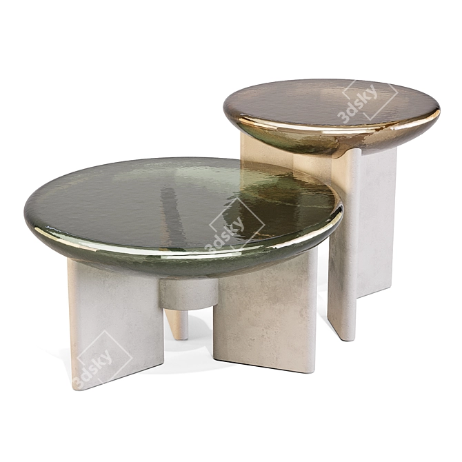 Murano Glass Coffee Table 3D model image 1