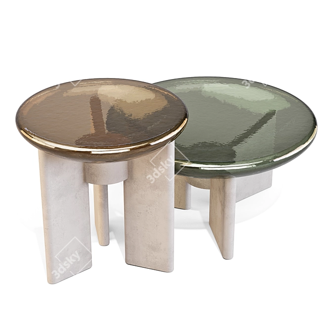 Murano Glass Coffee Table 3D model image 2