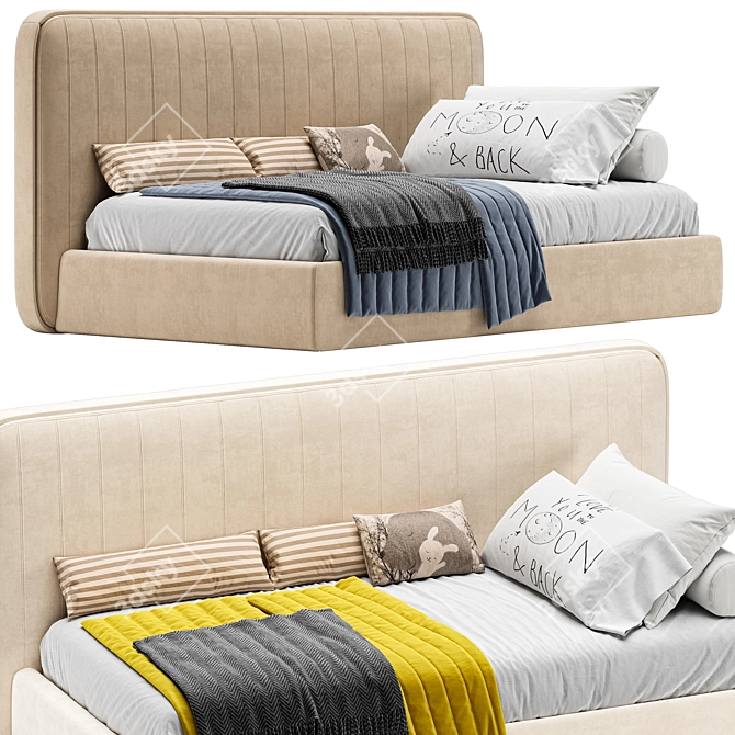 Modern Kids Bed with XForm 3D model image 2