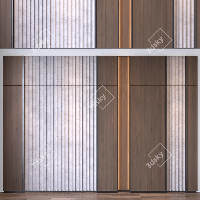 Customizable Wooden Metal Wall Panels 3D model image 1