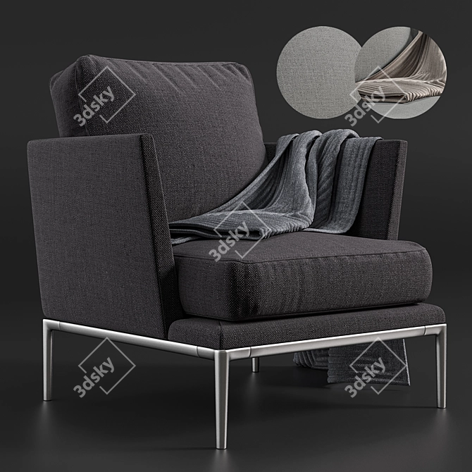 Atoll Leather Armchair - Modern Elegance 3D model image 2