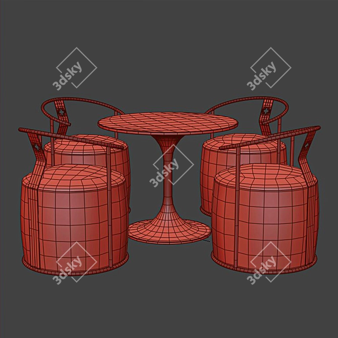 Velvet Gray Chair Gold Accents 3D model image 2