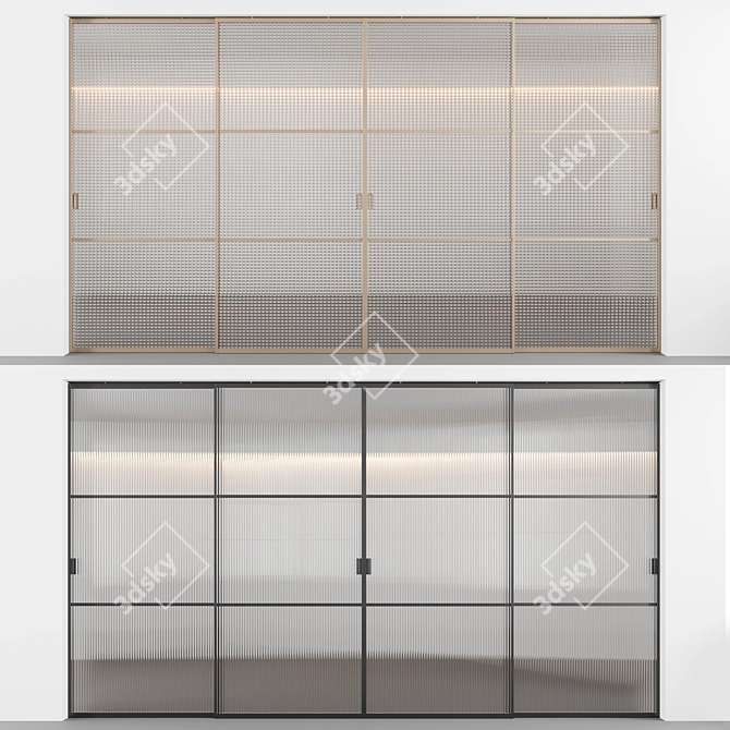 Sliding Doors with Textured Glass 3D model image 1