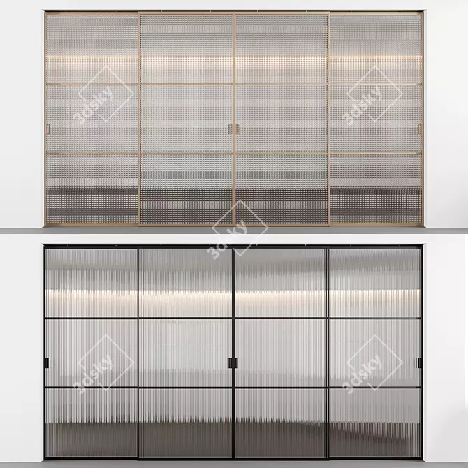 Sliding Doors with Textured Glass 3D model image 8