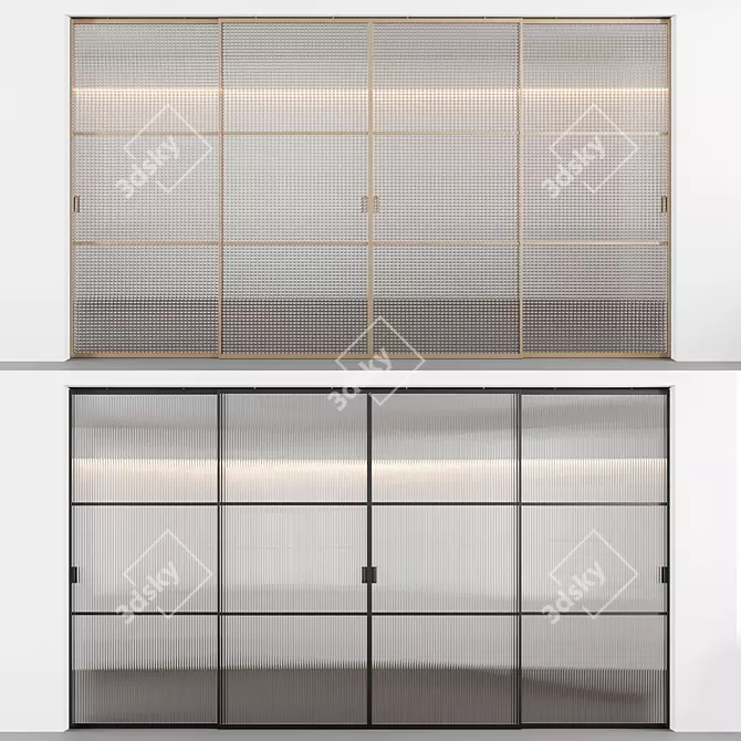 Sliding Doors with Textured Glass 3D model image 9