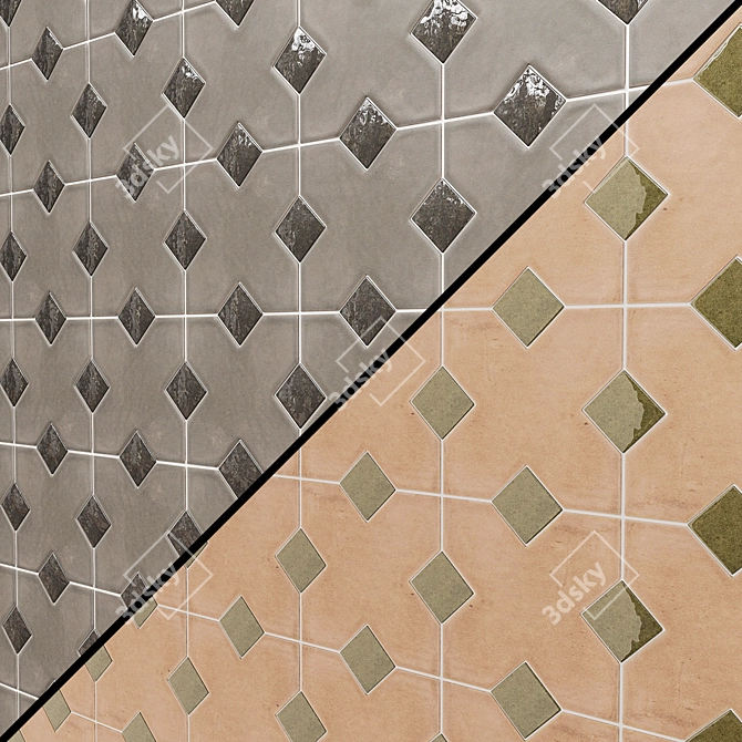 Geometric Ceramic Tile KASBAH 3D model image 2