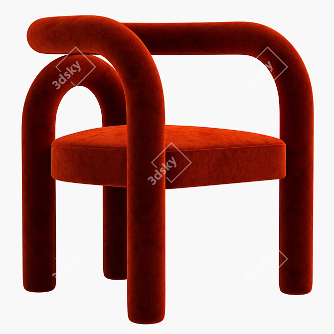 Sleek Armless Fabric Dining Chairs 3D model image 2