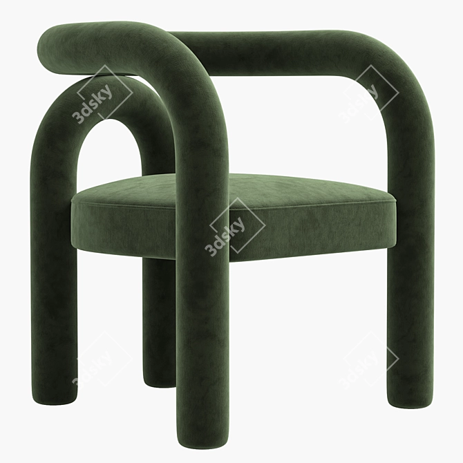 Sleek Armless Fabric Dining Chairs 3D model image 3