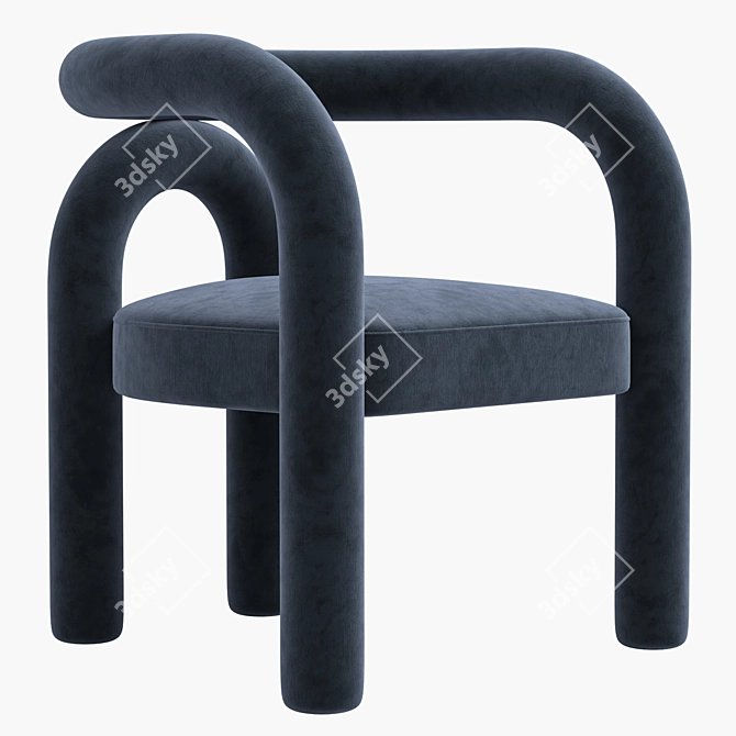 Sleek Armless Fabric Dining Chairs 3D model image 5