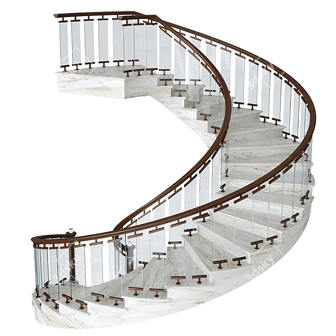 Modern Metal Glass Spiral Staircase 3D model image 3