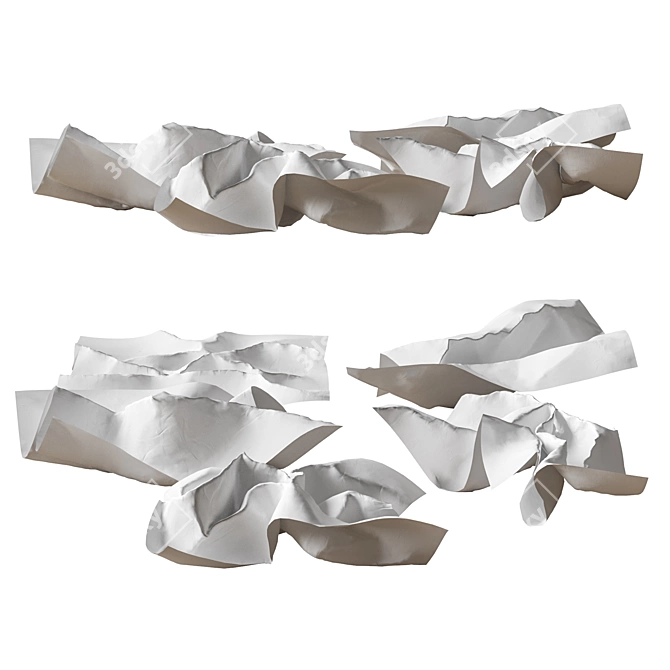 Crumpled Paper Sheets 3D model image 3