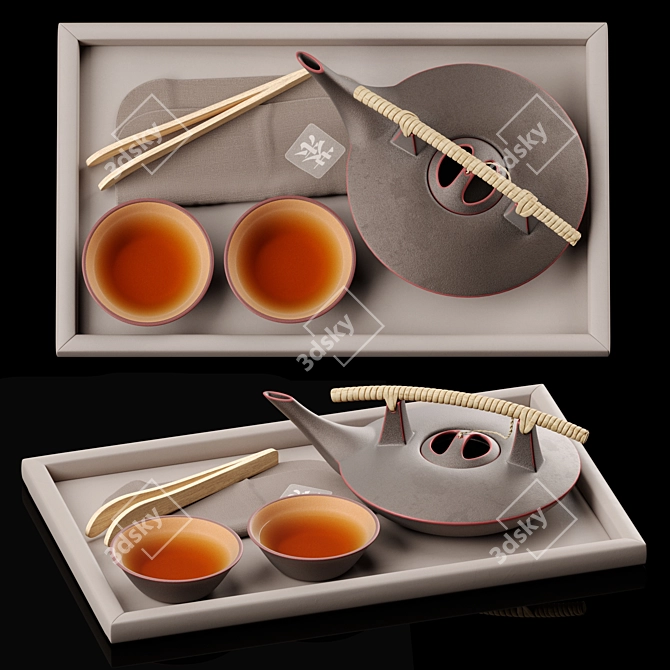 Zen Tea Ceremony Set 3D model image 1