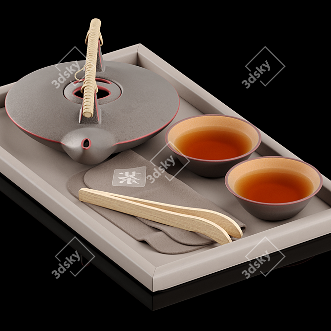 Zen Tea Ceremony Set 3D model image 3