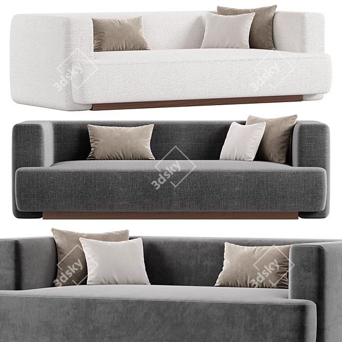 Modern Ivory Boucle Sofa Model 3D model image 1