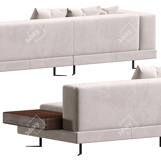 Elegant White Saddle-Hide Ottoman 3D model image 3
