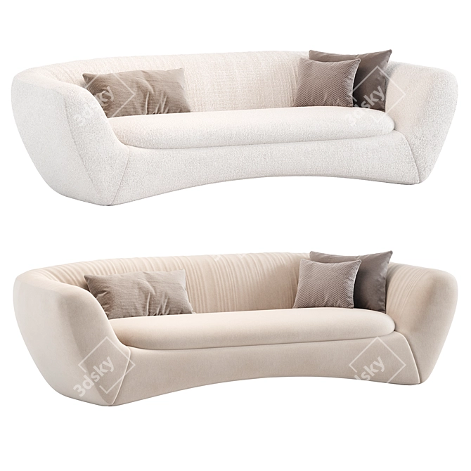 Modern Velvet Cream Sofa Home 3D model image 2
