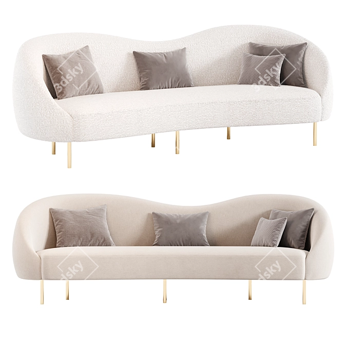 Curvo Bloce Noir Sofa 3D model image 2