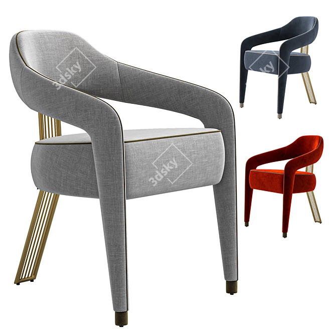 Modern White Boucle Dining Chair 3D model image 1