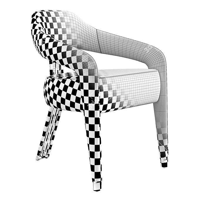 Modern White Boucle Dining Chair 3D model image 6