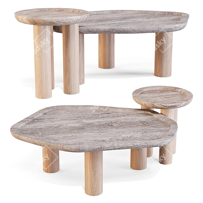 Organic Stone Coffee Table 3D model image 1