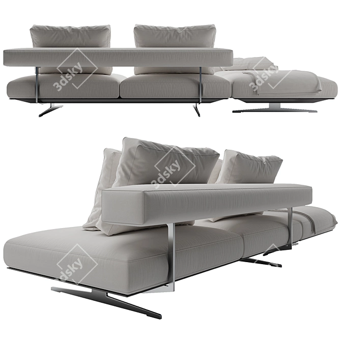 Elegant Flexform Wing Sofa 3D model image 2
