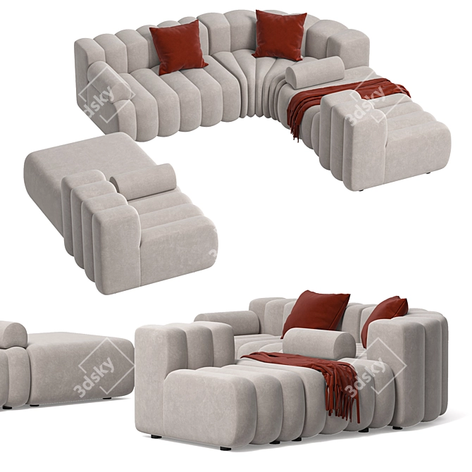 Sleek Studio Sofa Armrest Module 3D model image 1