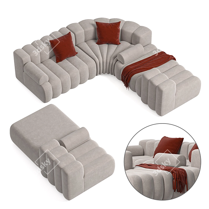 Sleek Studio Sofa Armrest Module 3D model image 2