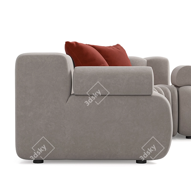Sleek Studio Sofa Armrest Module 3D model image 3