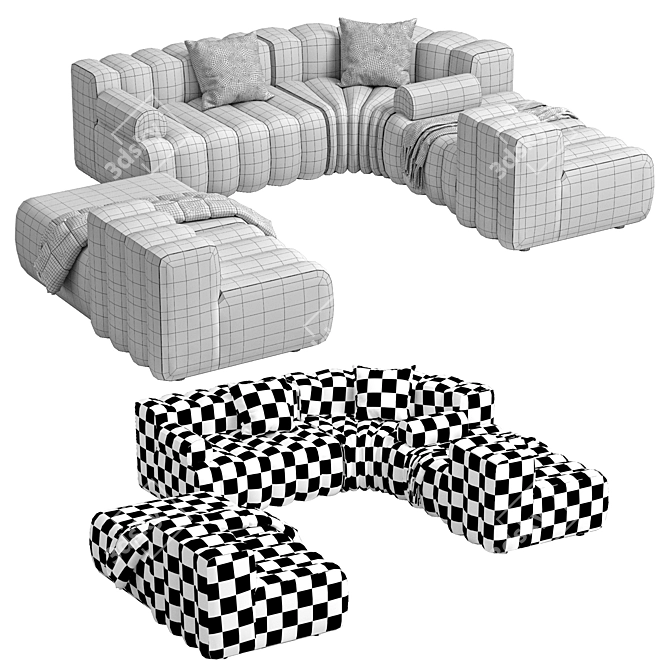 Sleek Studio Sofa Armrest Module 3D model image 4