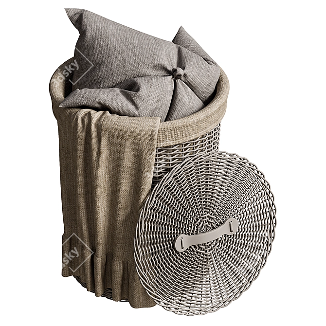 Braided Basket Set with Pillow 3D model image 2