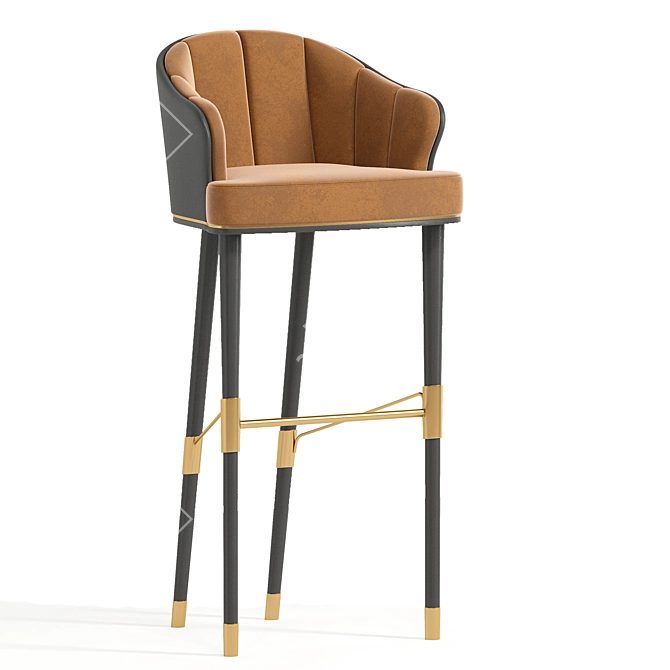 Luxury Mid-Century Bar Chair 3D model image 1