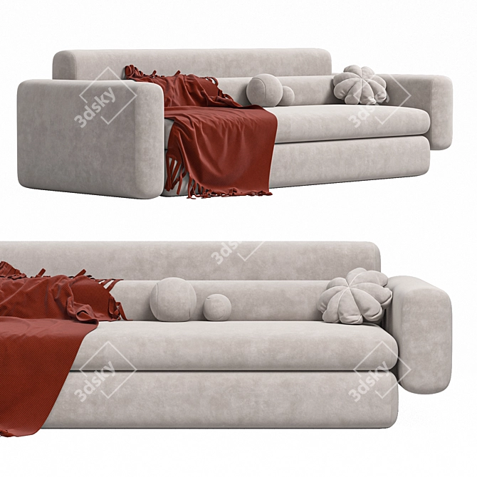 Modern Asymmetrical Sofa Design 3D model image 2