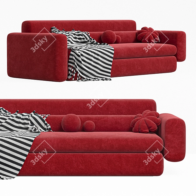 Modern Asymmetrical Sofa Design 3D model image 3