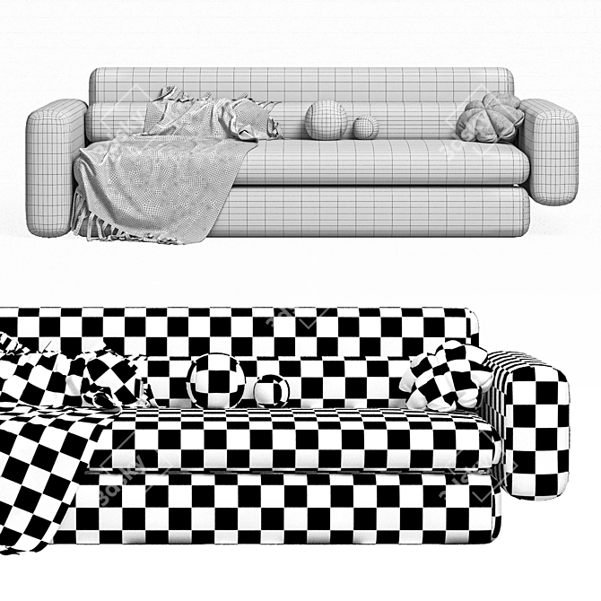 Modern Asymmetrical Sofa Design 3D model image 5