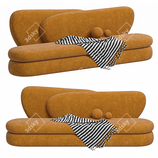 Sleek Curve Sofa, Modern Design 3D model image 2