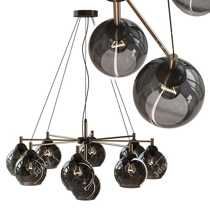  Modern Black Glass Pendant Light 3D model image 1