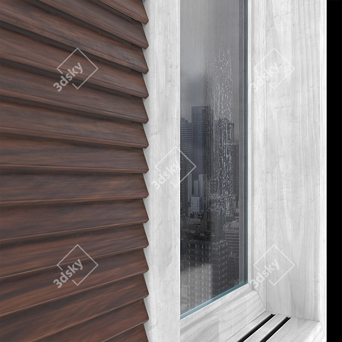 Wooden Sliding Windows Set 01 3D model image 3