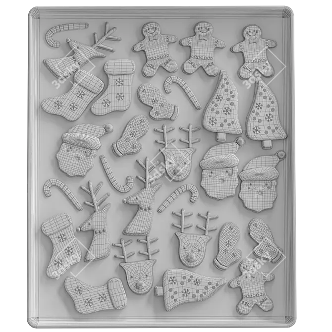 Vintage Christmas Cookie Ornaments 3D model image 2