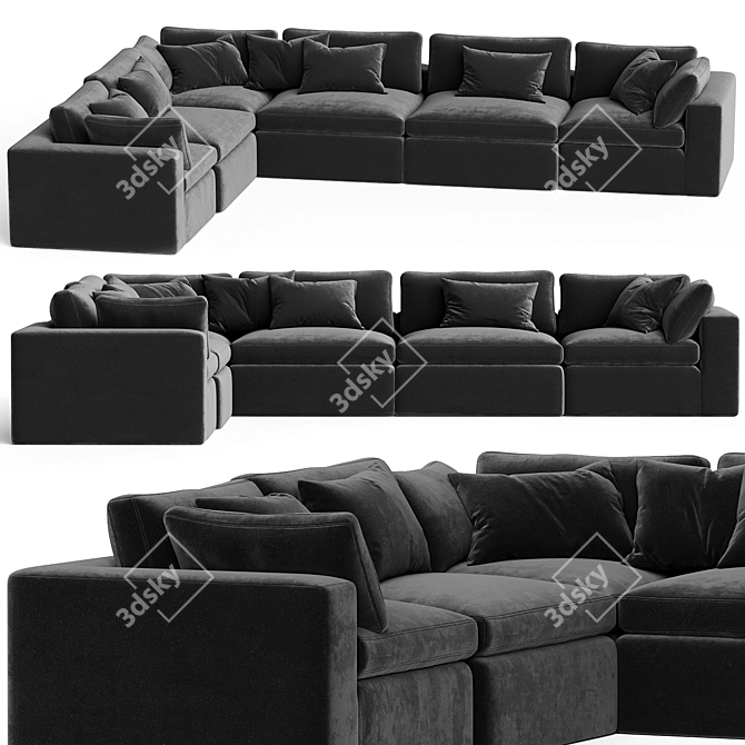 Navy Dream Sectional Sofa Combo 3D model image 1