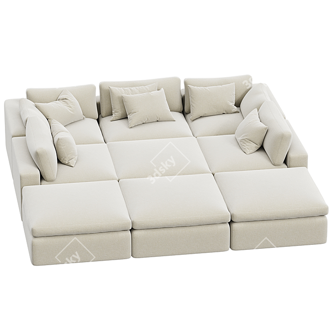 Navy Dream Sectional Sofa Set 3D model image 2