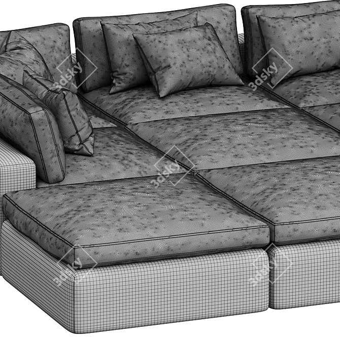 Navy Dream Sectional Sofa Set 3D model image 3