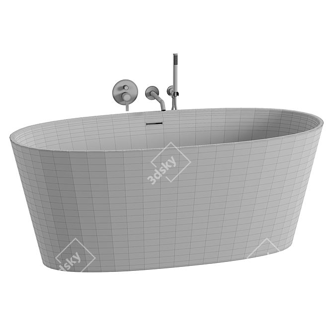 Title: Elegant Oval Stone Bath 1580mm 3D model image 4