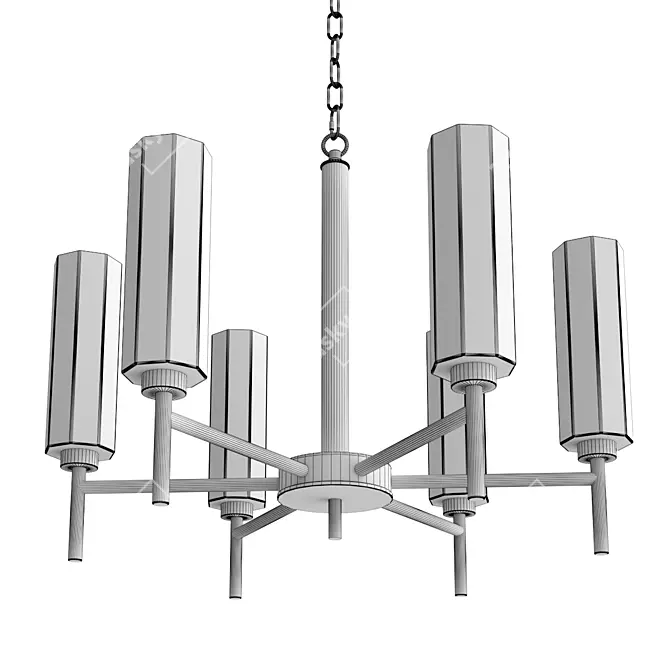 Graceful 6-Light Pendant Chandelier 3D model image 2
