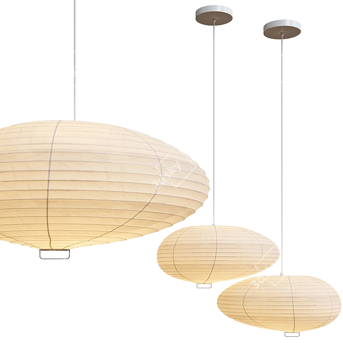 Sleek AKARI Pendant Light 3D model image 2