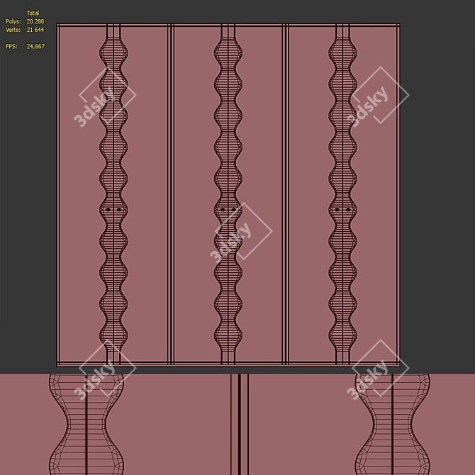 Customizable Wardrobe Wave 3D model image 5
