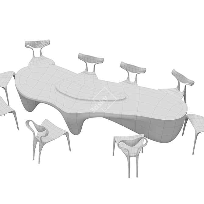 Green Connemara Marble Dining Table 3D model image 4